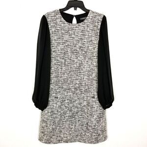 Julia Jordan Women‎ Long Sleeve Mixed Media Tweed Dress Size 8R Gray Preppy